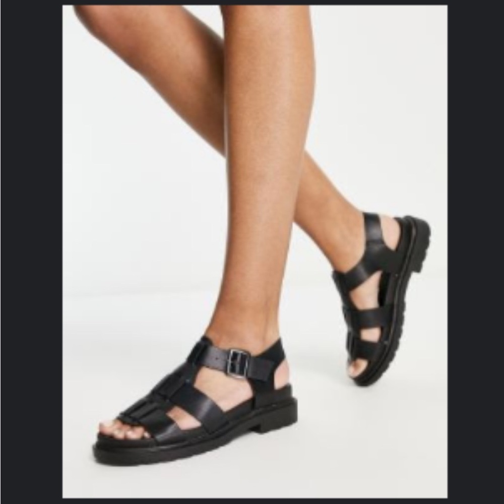 ASOS Black Fisherman Sandals with Adjustable Ankle Strap
